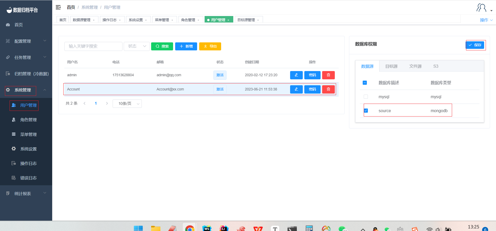 Binding Data Source to User